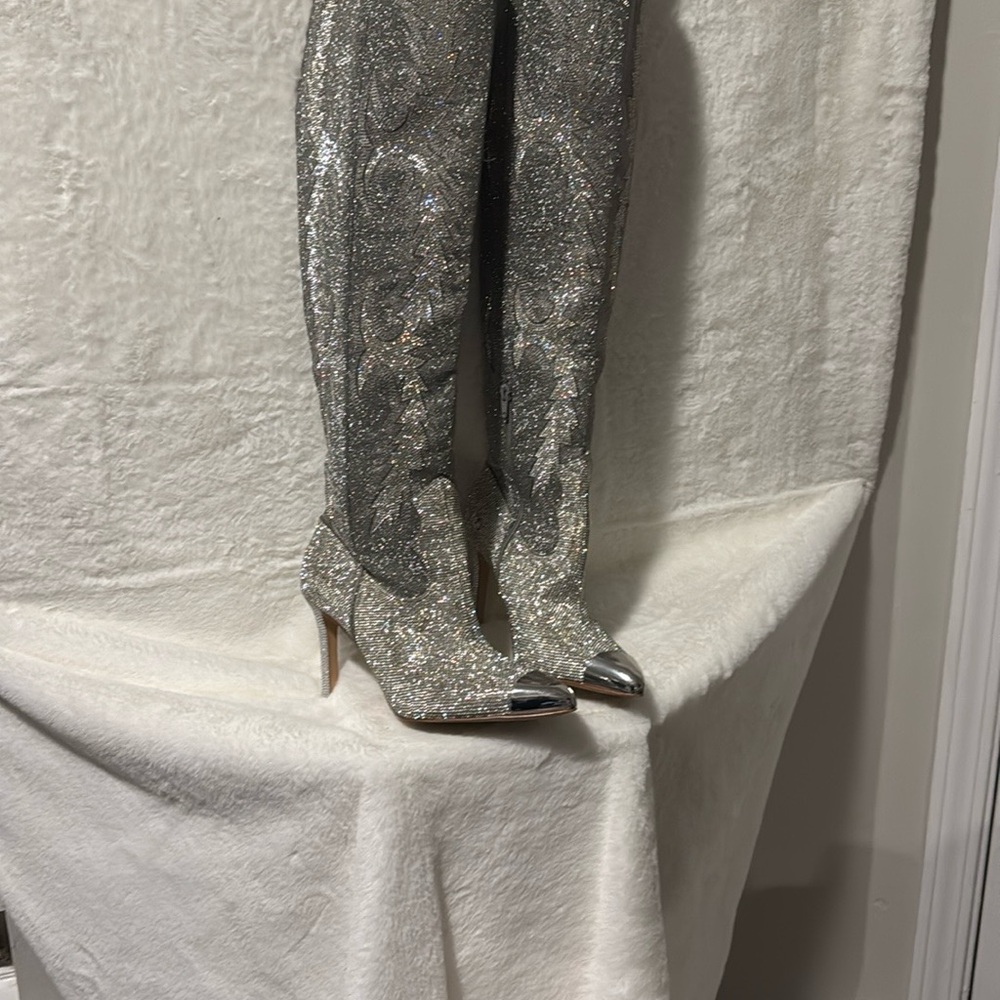Gianni Bini Silver Cowboy Boots